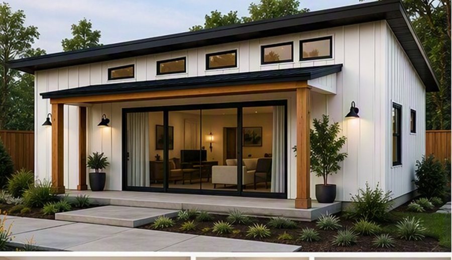 Design rendering of a detached accessory dwelling unit exterior