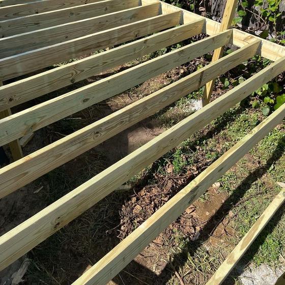 deck joists hung and blocked