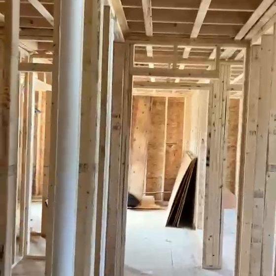 Interior partition walls framed out