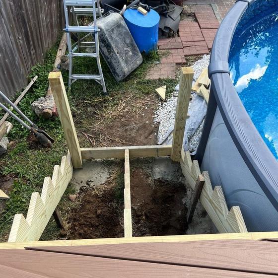 cut stair stringers set for a deck staircase